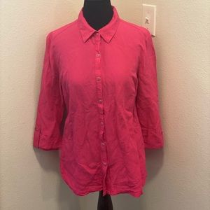JM Collection Linen Button Top Shirt Blouse Tunic